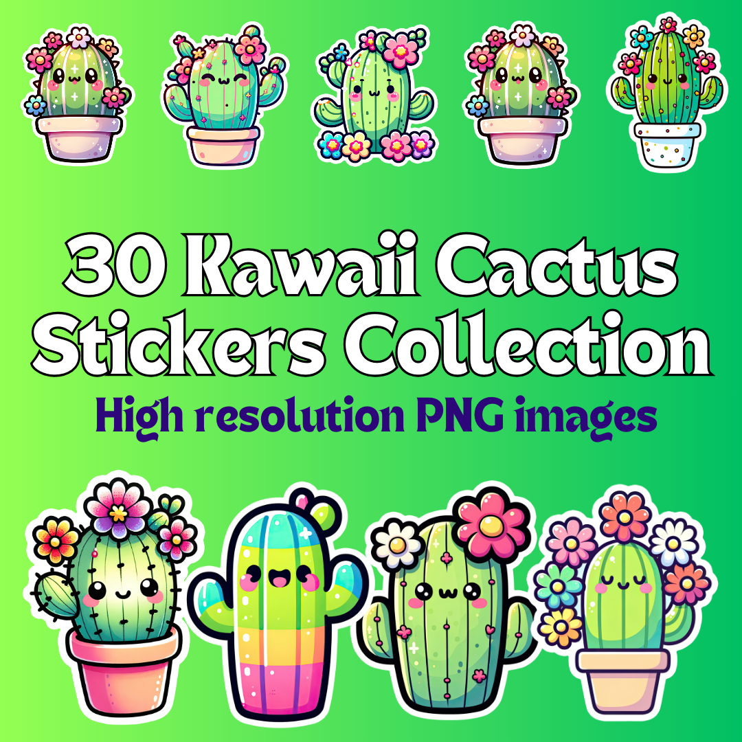 Cute Cactus Roll Labels Desert Succulent Sticker Kawaii