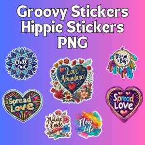 Groovy stickers Hippie stickers for Laptop, Car, Water Bottles, Computer, Phone