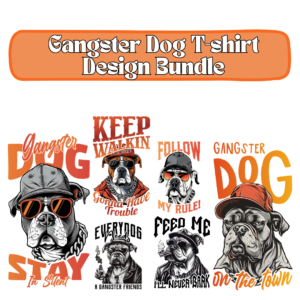 Gangster Dog T-shirt Design Bundle