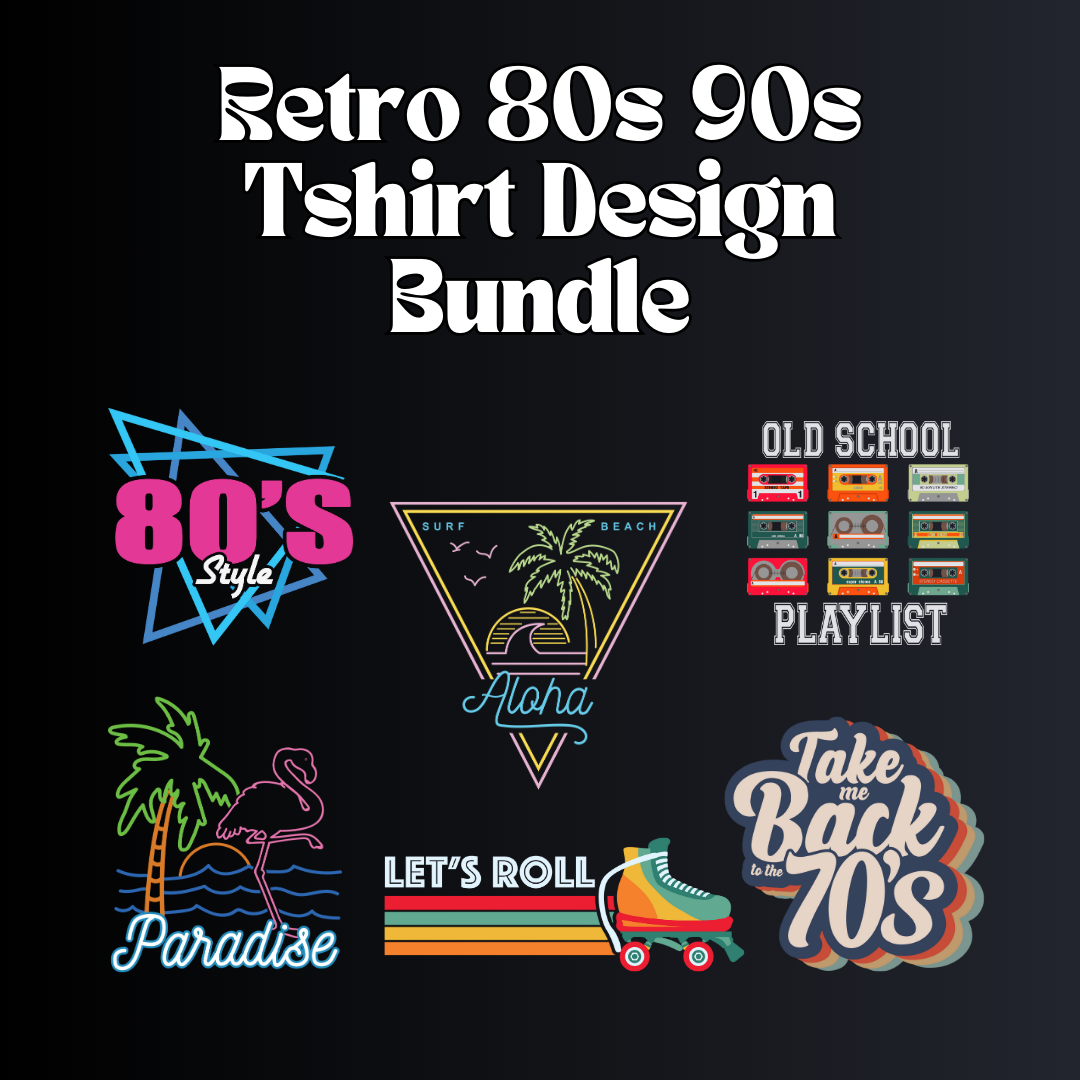 Retro 80s 90s T-shirt Design Bundle